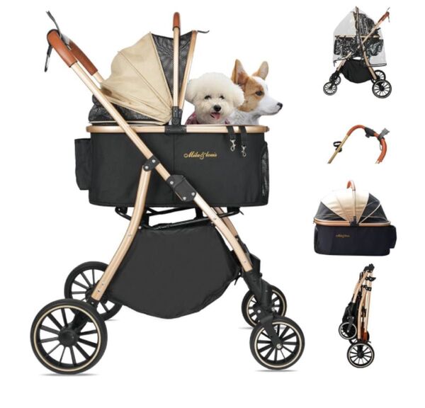 ペットカート分離型 取り外し可能 犬 4輪大耐摩耗 犬用 ベビーカー ドッグ バギー ワンタッチペットかーと折たたみ可能