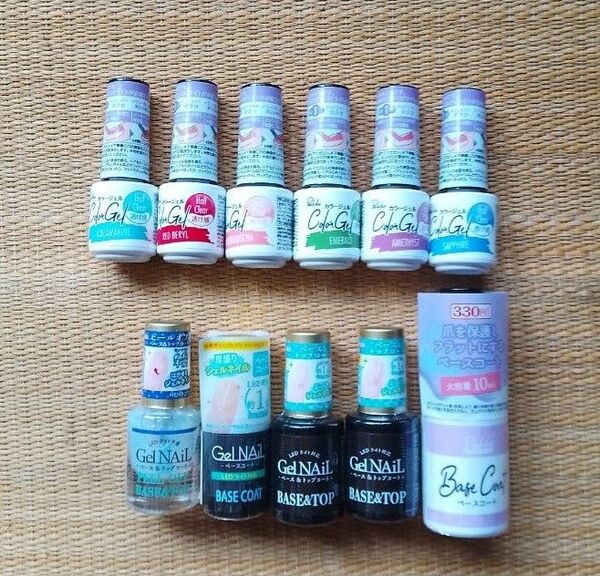 ジェルネイル キャンドゥ セリア ダイソー 11本 ベースコート トップコート 透け感 PEELOFF ピールオフ UV LED