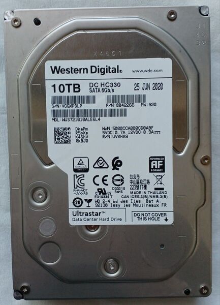 Western Digital 10TB DC HC330 内蔵型HDD