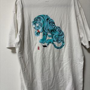 X Girl 青い虎デザイン ホワイトTシャツ XL