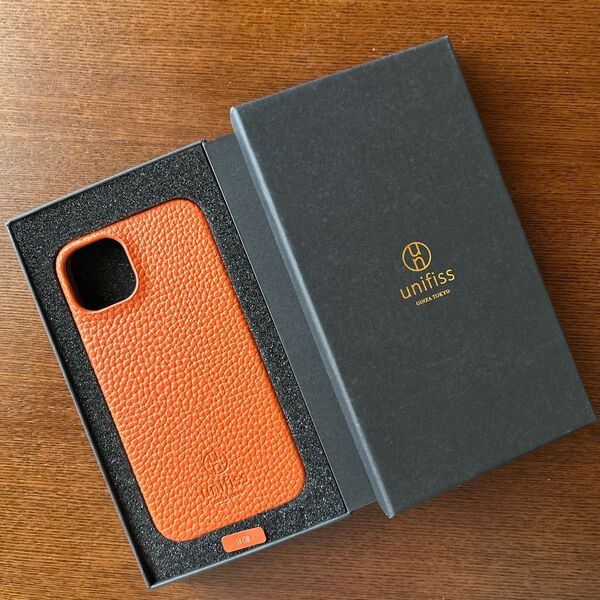 iPhone14 ケース オレンジ unifiss PUレザー