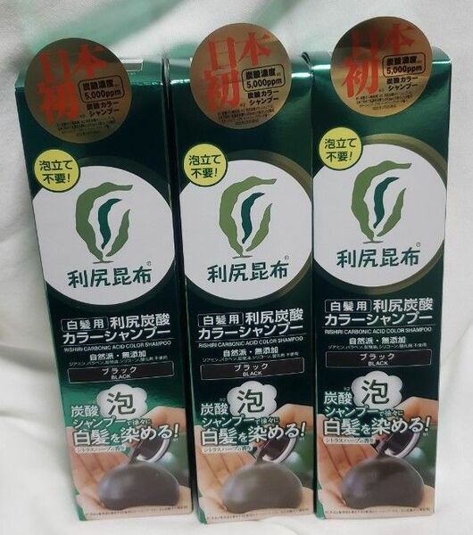 利尻昆布 炭酸カラーシャンプー ブラック 3本 新品