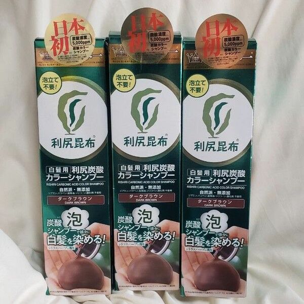 利尻昆布 炭酸カラーシャンプー ダークブラウン 3本 新品