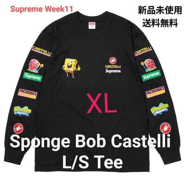 Supreme Sponge Bob Castelli L/S Tee 黒 XL