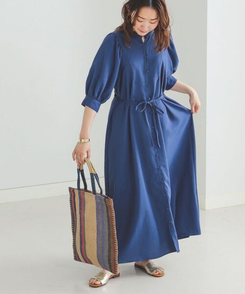 BEAMS HEARTワンピース BEAMS HEART / 麻調ギャザー ワンピース