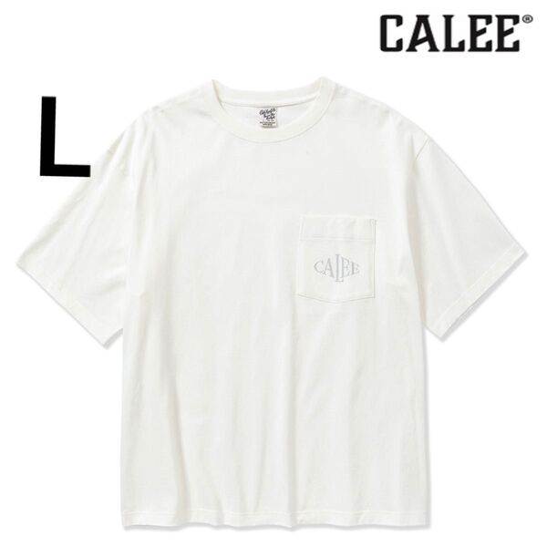 CALEE DROPSHOULDER LOGO POCKET T-SHIRT ホワイト Tシャツ Tee 白 半袖