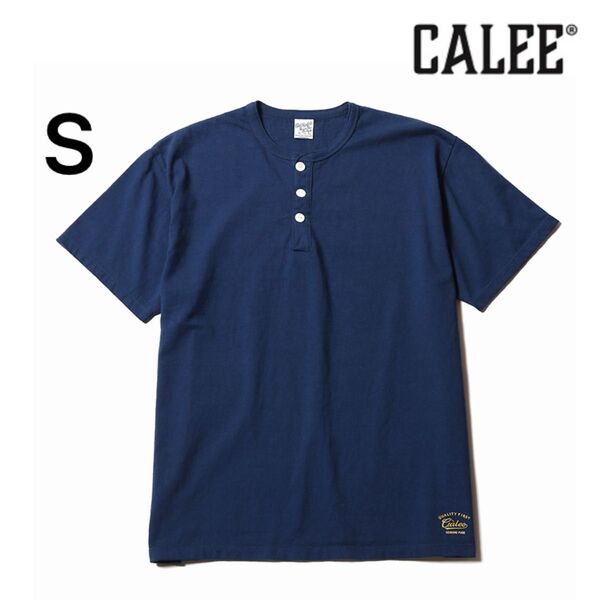 CALEE HENLEY NECK T-SHIRT ヘンリーネック Tシャツ 半袖 ネイビー 無地