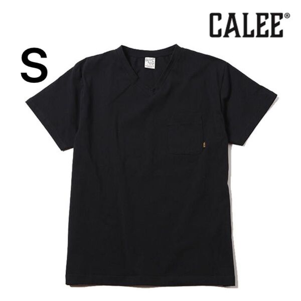 CALEE POCKET V NECK T-SHIRT Black Tシャツ 半袖 S 無地