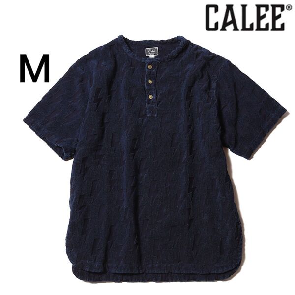 CALEE S/S JACQUARD PILE SHIRT 半袖 M カットソー ネイビー 春夏 トップス