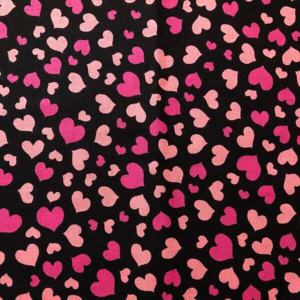 ロラライハリス Mini Hearts 黒生地 45㎝×110㎝