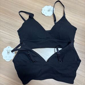 ノンワイヤーブラジャー 2個セット ブラック M