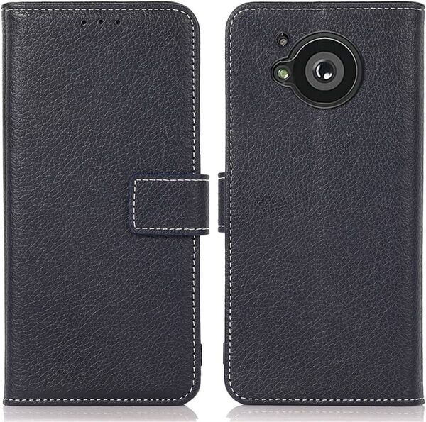 AQUOS R7 スマホケース 手帳型 カード収納 PUレザー スタンド ブルー