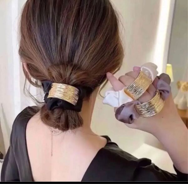在庫わずか ヘアゴム シュシュヘアクリップ 韓国 バンスクリップ ヘアアクセ 髪留め ヘアアクセサリー 髪飾り3本セット