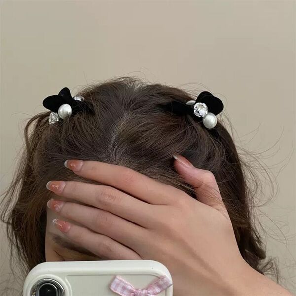 部分ウィッグ バレンダ ヘアクリップ ヘアピン 髪飾り2点セット ヘアアクセサリー パール 韓国