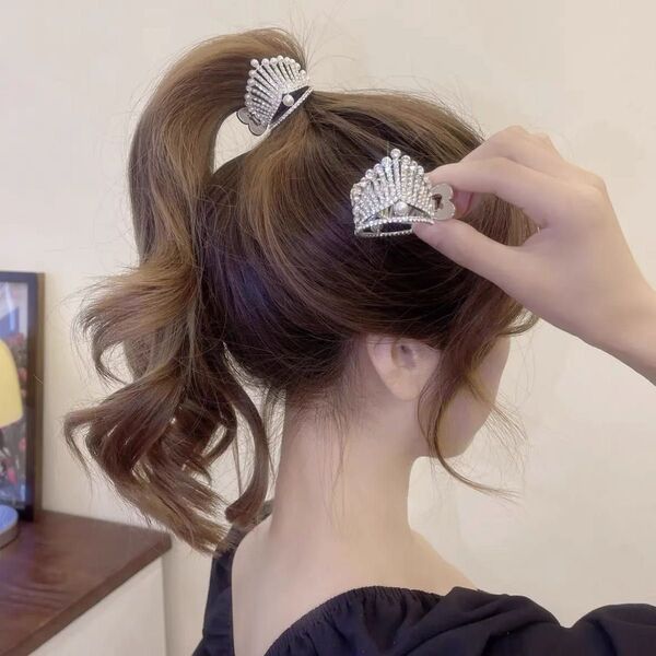 ボリューム ヘアピース ヘアドレ 女性 キラキラ バレッタ ヘアクリップ ヘアピ髪飾り