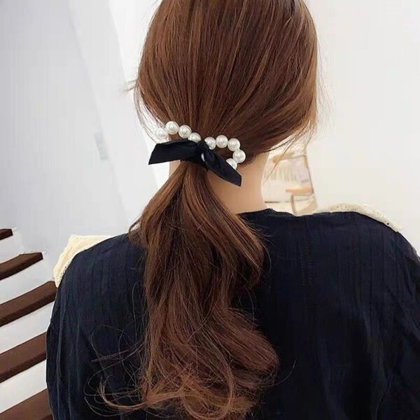 結婚式 髪飾り ヘアアクセサリー パールヘアゴム シュシュ1本