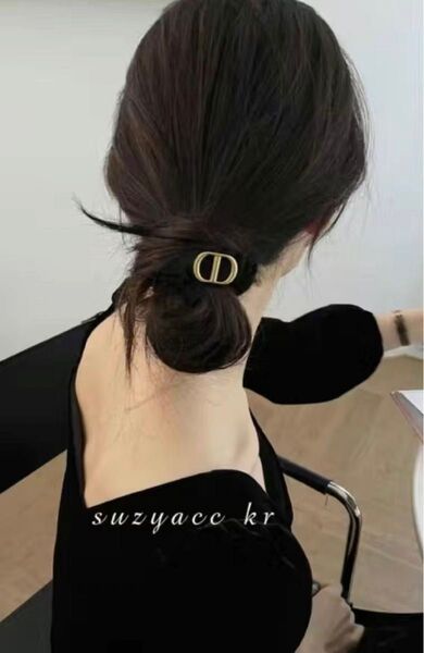 ヘアゴムシュシュ バレッタ ヘアアクセサリー 髪飾り ブラウン