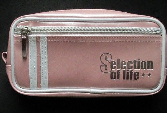 ピンク エナメル ペンケース 筆箱 ペンポーチ ポーチ 大容量 ポケット ビニール Selection of life 未使用 白
