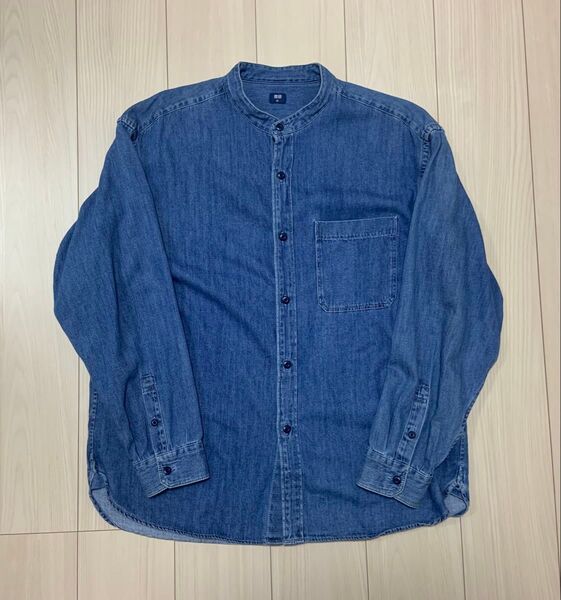 UNIQLO デニムオーバーサイズスタンドカラーシャツXL