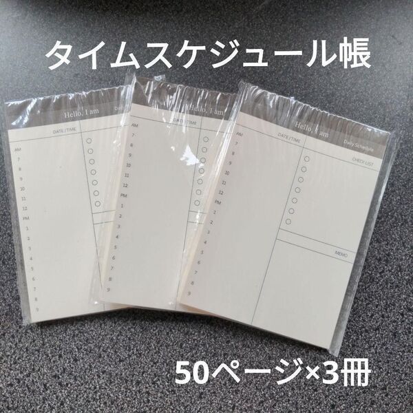 タイムスケジュール帳 3冊 ハンディサイズ メモ帳 ノート 新品 時間管理