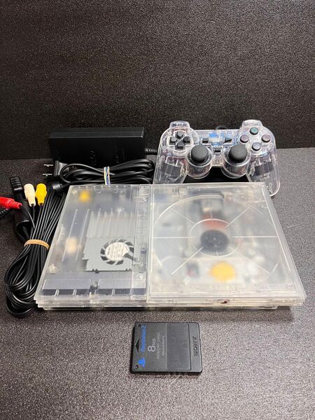 PS2 薄型 PlayStation2 クリスタルホワイト スケルトン 本体一式セット