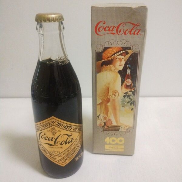 【激レア】【ビンテージ】【非売品】コカ・コーラ 100周年記念ボトル ゴールドラベル 箱付き