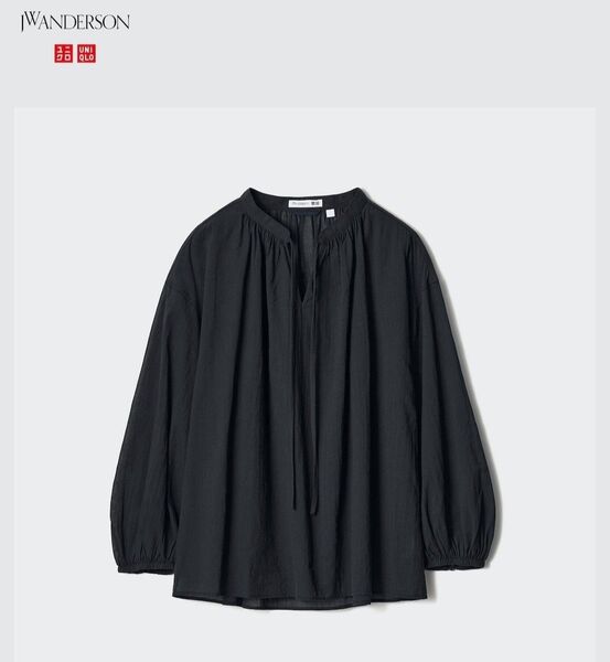 【ユニクロ×JWアンダーソン】コットンシアーボリュームブラウス 黒M