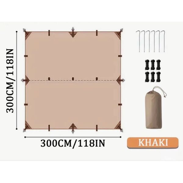 新品 UV シルバーコーティング スクエア レクタ タープ キャンプ アウトドア 3×3 DD