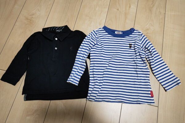 ミキハウス ダブルビー ボーダー ロンT & コムサ 長袖 ポロシャツ 90