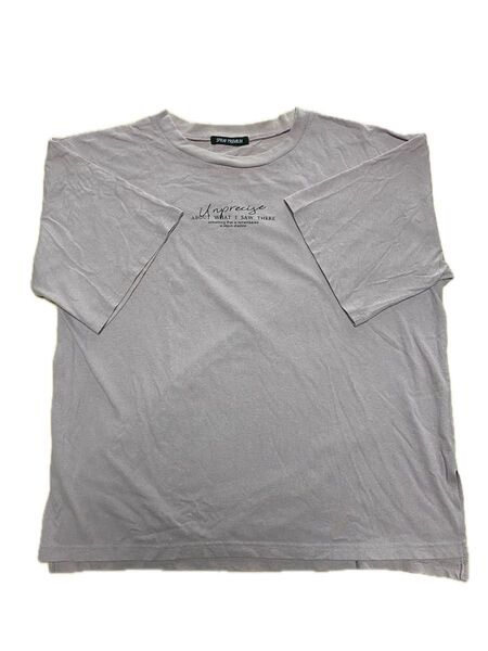 レディース トップス ロゴ tシャツ 半袖 バックプリント スリット くすみカラー パープル
