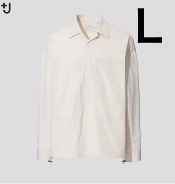 UNIQLO ユニクロ メンズ プラスJ スーピマコットンオーバーサイズシャツブルゾン L ジルサンダー +J アイボリー