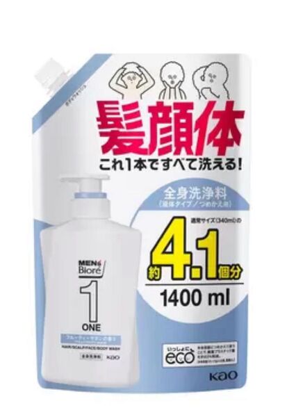 メンズビオレ ONE 髪顔体 オールインワン 1400ml 約4.1個分つめかえ用