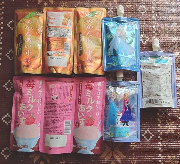 カルディ 苺ミルクあいす・みかんあいす・シャーベットドリンク各3袋
