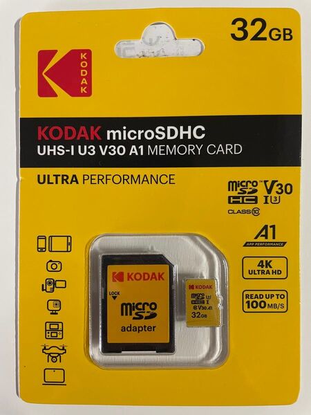 ★新品・未使用・未開封★コダック★KODAK Micro TF SDカード★32GB★SDカード変換アダプター付き★4Kビデオ録画