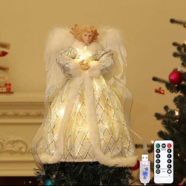 エンジェルツリートップ クリスマスツリー 天使 オーナメント インテリア LED 電飾 オブジェ 置物 クリスマス