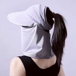 紫外線対策 マスク 日除け サンシェード UVカット帽子 つば広 フェイスガード