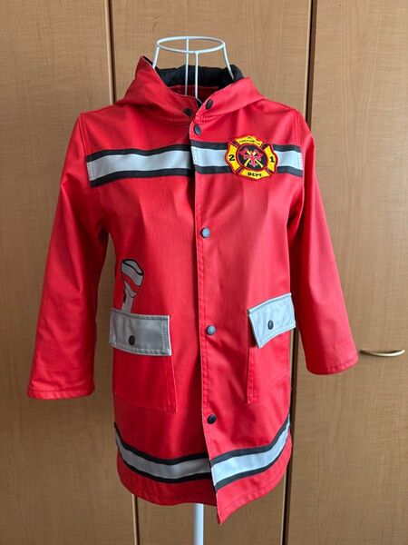 子供用 レインコート 消防車 110〜120サイズ