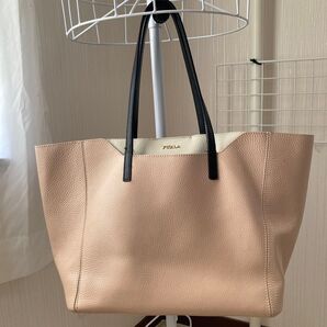 FURLA フルラ トートバッグ レザー バイカラー ピンクページュ ブルー