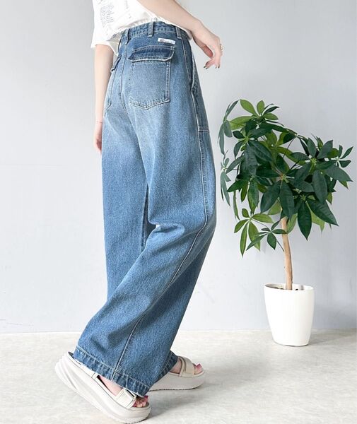 【新品】Java ヴィンテージ加工 ハイウエスト ルーズデニムパンツ