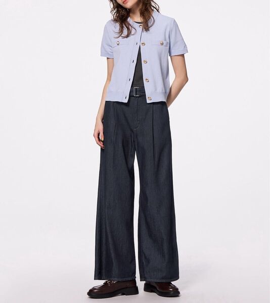 【新品】GU ライトデニム ベルテッドワイドパンツ(丈標準)