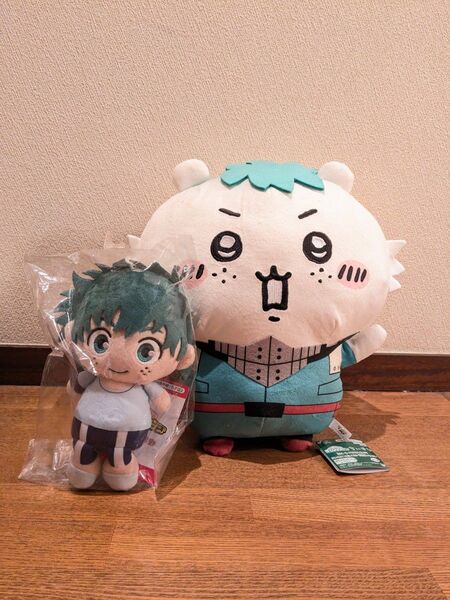 ちいかわ ぬいぐるみ ヒロアカ コラボ おすわりぬいぐるみ デク 緑谷出久 ちいかわ ハチワレ ぬいぐるみ 僕のヒーローアカデミア