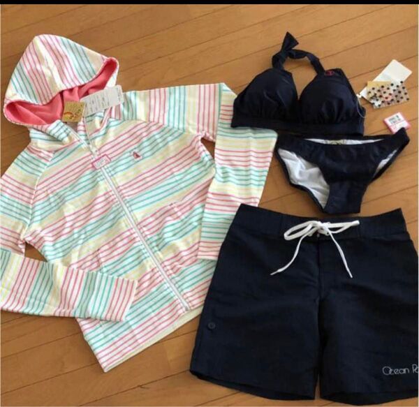 オーシャンパシフィック★水着&ラッシュガード 4点セット S 美品