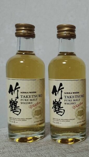竹鶴 ピュアモルト 2本 ニッカウィスキー ミニボトル ミニチュア 50ml 正規品 宮城峡蒸溜所 父の日ギフト