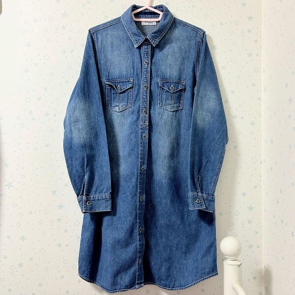 Navy シャツ ワンピース シャツワンピース デニム コットン Mサイズ 春秋 チュニック