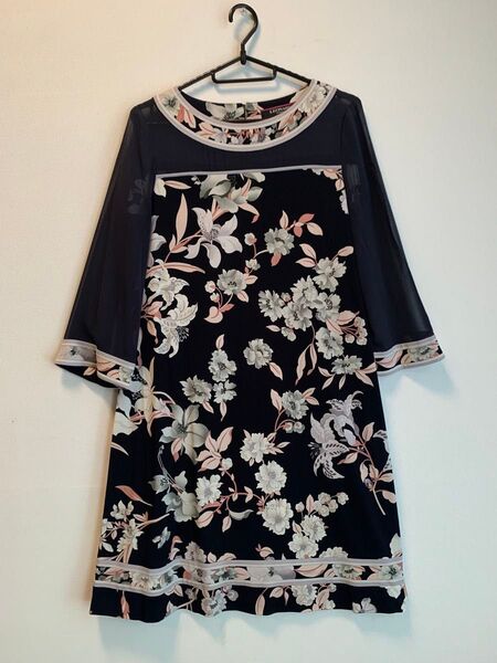 LEONARD レオナール 近年美品*カンカン花柄ワンピース