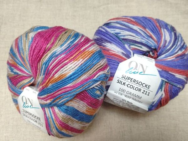 ONLine Supersocke Silk-Color 211 毛糸 2玉 ソックヤーン 毛糸