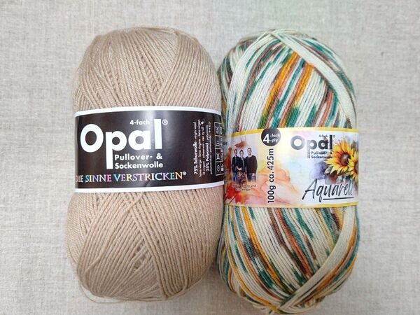 オパール opal 毛糸 水彩画 11530 無地カラー2個 ソックヤーン