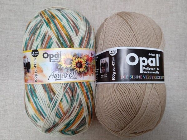 オパール opal 毛糸 水彩画 無地カラー 2個 ソックヤーン