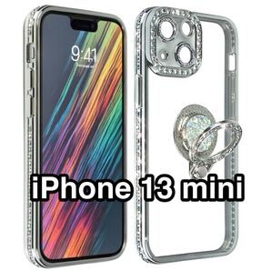 iPhone13miniケース ラインストーンTPU 軽量 グリッターリングホルダー