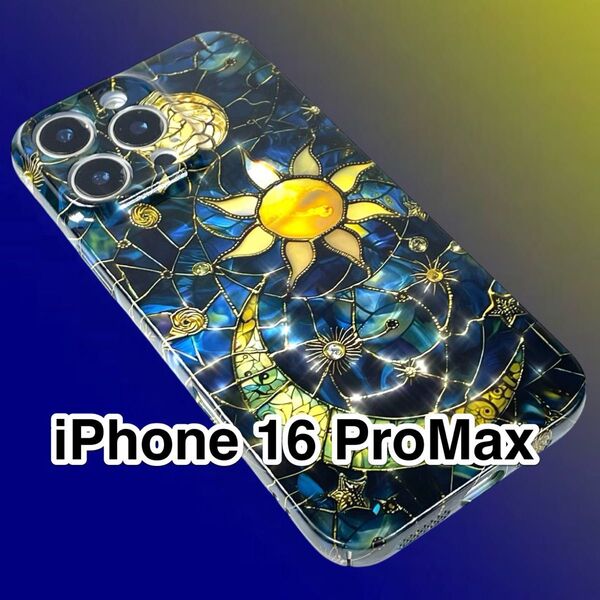 iPhone16ProMaxケース TPUガラス天体アートムーン